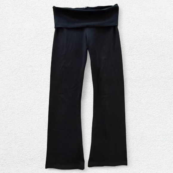 Y2K vintage Black Victoria's Secret Fold-Over low-rise flare legging VSANGEL - Picture 2 of 4